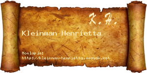 Kleinman Henrietta névjegykártya